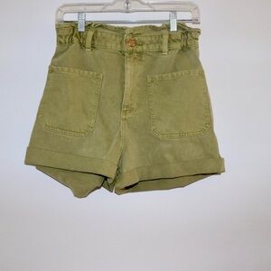 Zara Green High Waist Shorts for Casual Summer Style